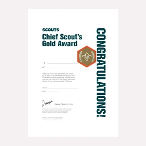 Chief Scout's Gold Award Certificate - Pack of 10